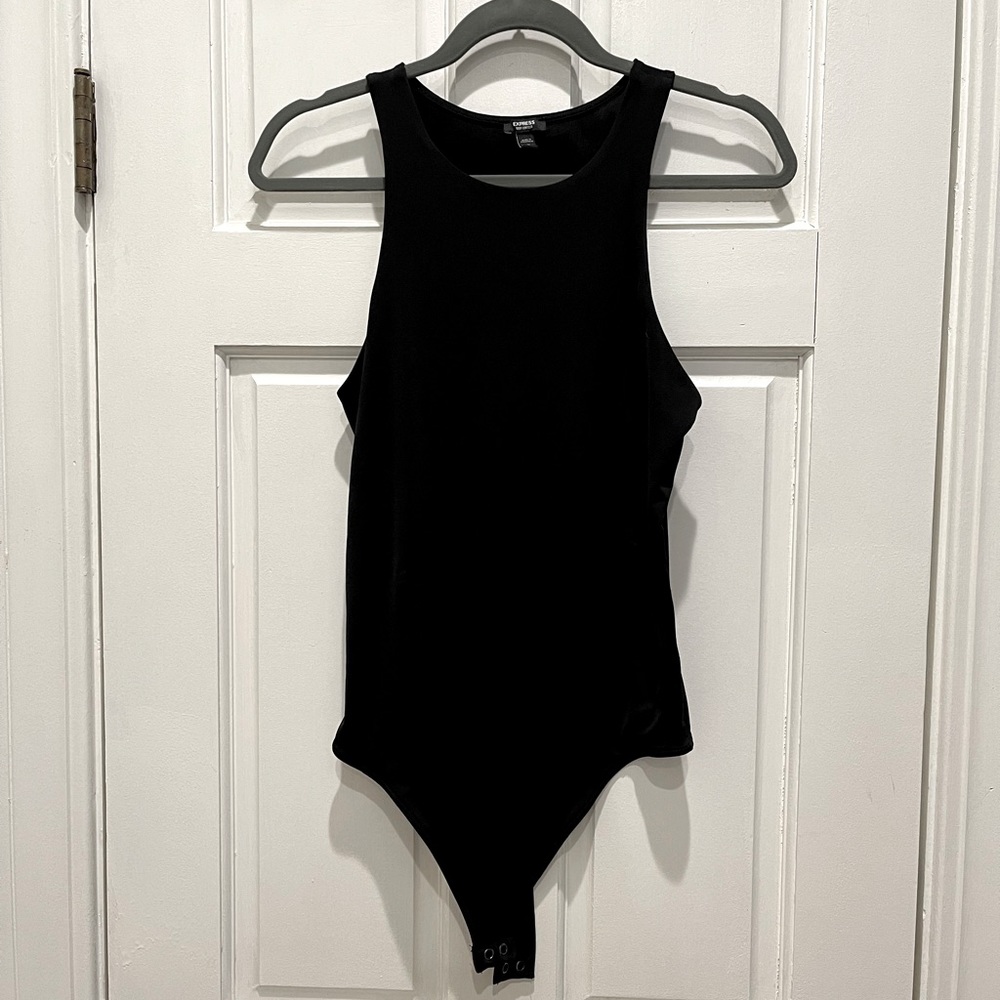 Express Body Contour Double Layer High Neck Thong Bodysuit